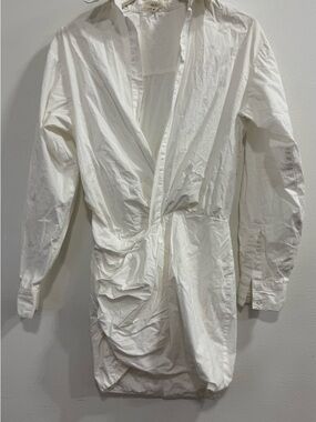 MARBLE White Draped Long-Sleeve Wrap Blouse